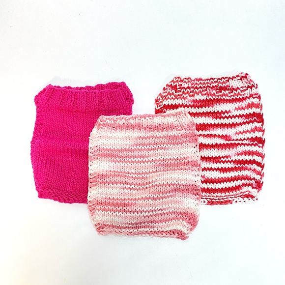 NWT Hand Knit 100%Cotton Pull Over Style Bibs Set - Picture 1 of 4